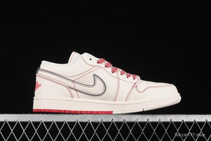 Nike Air Jordan 1 Low AJ1 Supreme Collaboration - Red Rabbit Retro Basketball Shoes - SJ9950-025