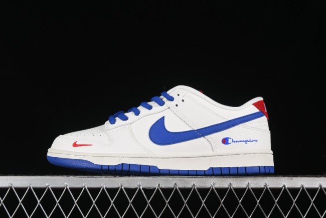 Nike SB Dunk Low Champion Collaboration - Blue Swoosh Anniversary Custom Low-Top Casual Skate Shoes - KK1333-001