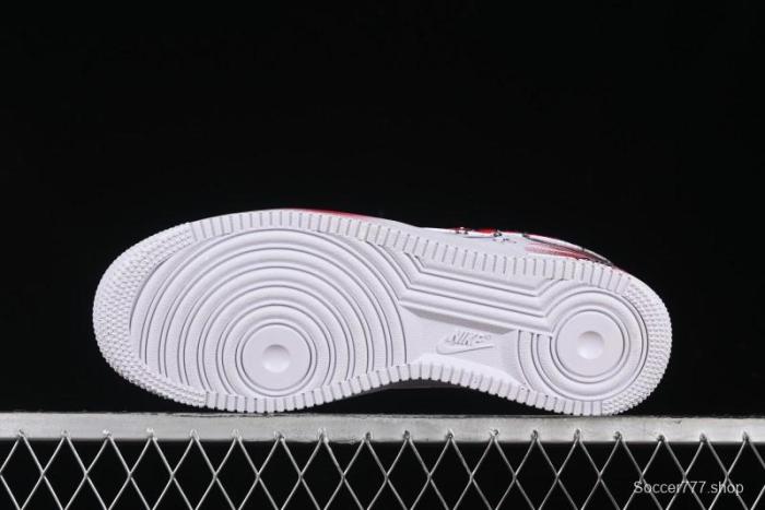 Nike Air Force 1 '07 Low Casual Sneakers with 2D Black and White Hand-Painted Blood Night Stitching Design - CW8822-011