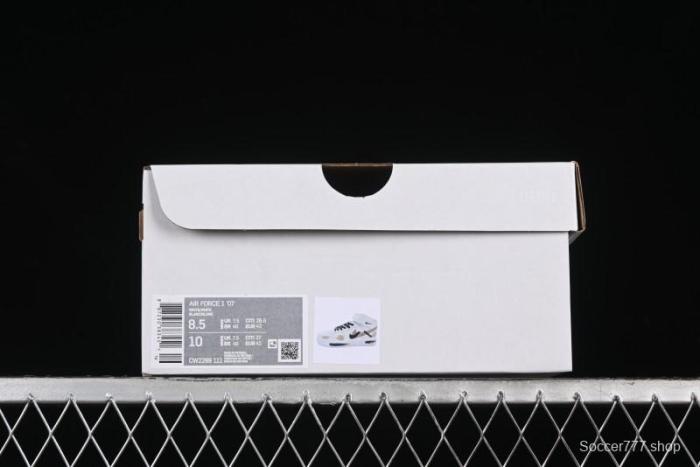 Nike Air Force 1 '07 Mid Hand-Painted White Black Brown with Swoosh Shadow Strap Mid-Top Casual Sneakers - CW2289-111