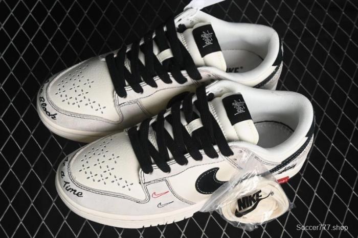 Nike SB Dunk Low Stussy Collaboration - Embroidered Black Swoosh Anniversary High-End Custom Low-Top Casual Sneakers - MM1089-031