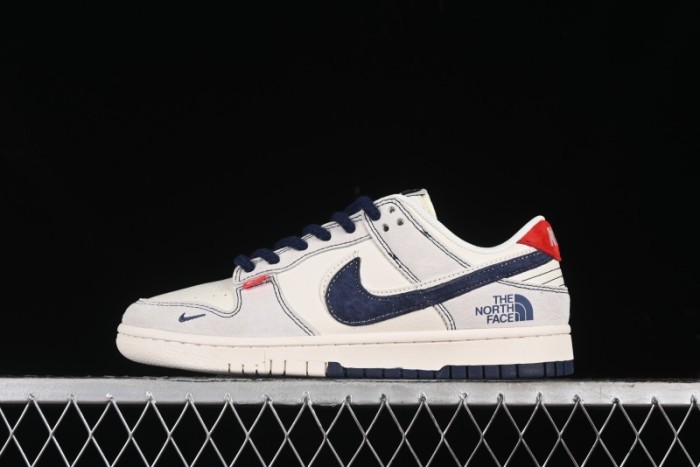 Nike SB Dunk Low The North Face Collaboration - Grey Pigskin Navy Swoosh Anniversary Custom Low-Top Casual Skate Shoes - SJ1089-012