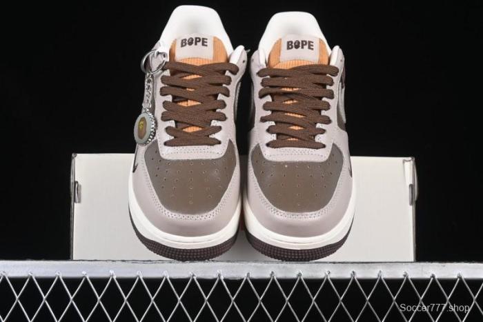 Nike Air Force 1 '07 Low BAPE Collaboration Grey Green Brown Low-Top Casual Sneakers - KK1988-039