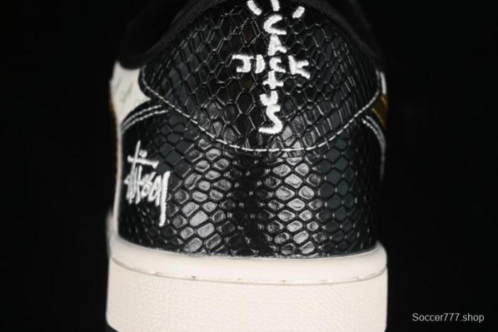 Nike Travis Scott x Fragment Design x Air Jordan 1 Low OG SP AJ1 Retro Sneakers with Dragon Scale Swoosh - XY2688-112