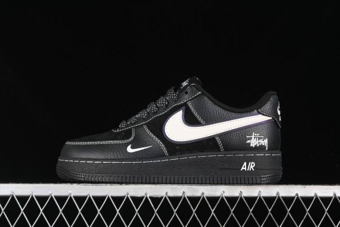 Nike Air Force 1 '07 Low Stussy Collaboration - Samurai Black Low-Top Casual Sneakers - XZ6188-969