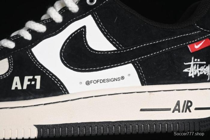 Nike Air Force 1 '07 Low Stussy Collaboration - Black/Red Label Low-Top Casual Sneakers - SJ6698-008