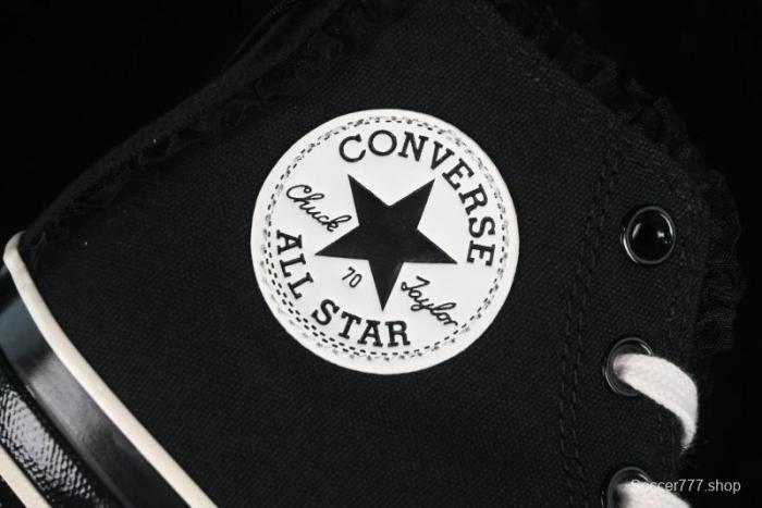 Converse Chuck 1970s High Top Canvas Shoes in Black Lace Punk Style - A10026C