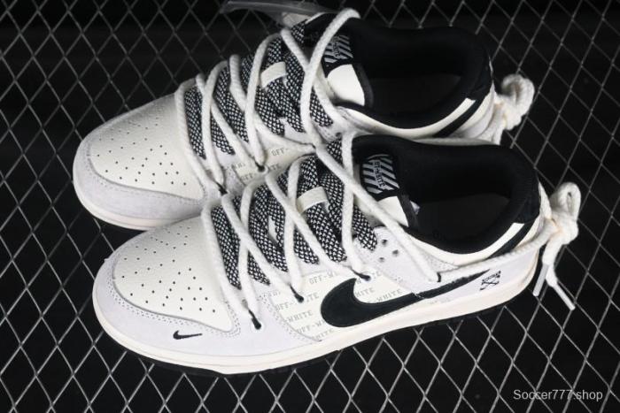 Nike SB Dunk Low OFF-WHITE Collaboration Strap Anniversary Edition Customized Low-Top Casual Skate Shoes - YX5066-225