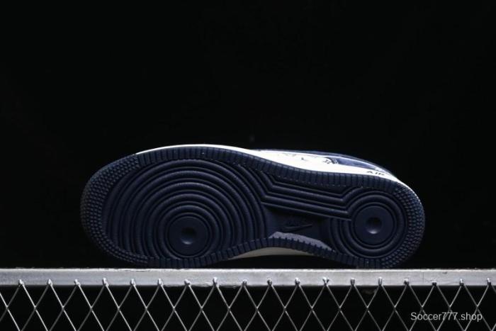 Nike Air Force 1 '07 Low Stussy Collaboration - Navy Red Print Casual Sneakers - XZ6188-350