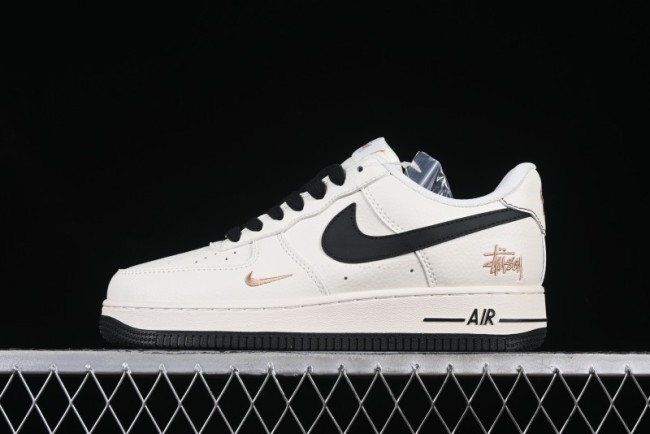 Nike Air Force 1 '07 Low Stussy Collaboration Rose Gold Embroidery Low-Top Casual Sneakers - XZ6188-720