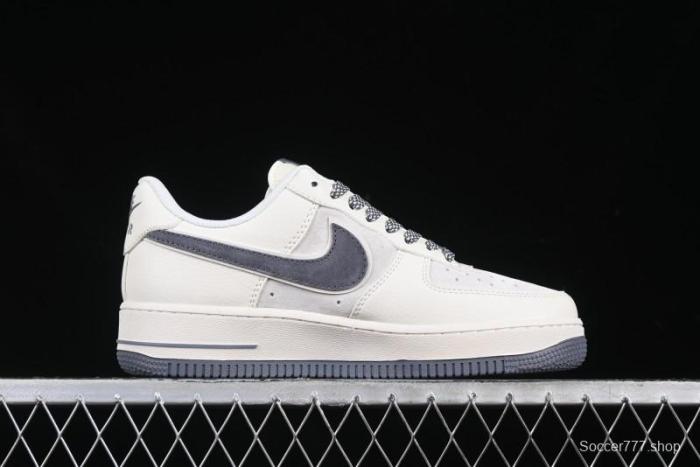 Nike Air Force 1 '07 Low Stussy Collaboration Beige Grey Embroidered Swoosh Low-Top Casual Sneakers - DM6688-003