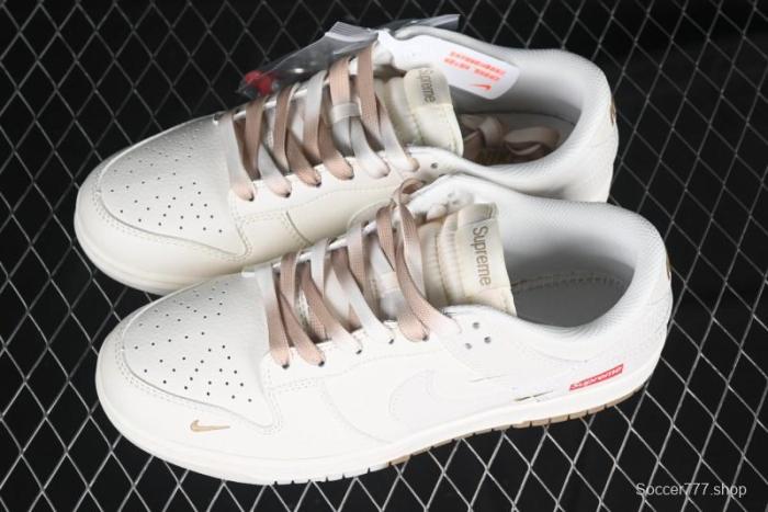 Nike SB Dunk Low Supreme Collaboration Two-Tone Khaki Anniversary High-End Custom Low-Top Casual Skate Shoes - BB8675-111