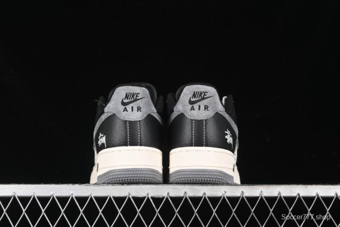 Nike Air Force 1 '07 Low Stussy Collaboration - Black Grey Casual Sneakers - XZ3328-566