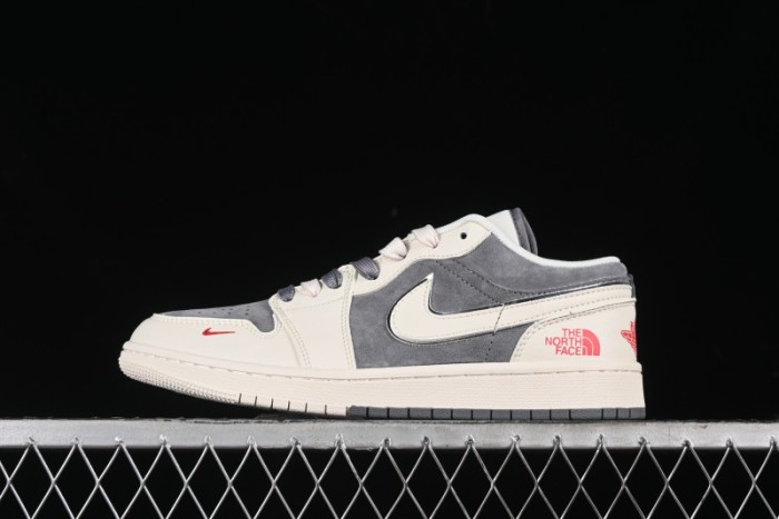 Nike Air Jordan 1 Low AJ1 The North Face Collaboration - Off White Grey Silver Trim Retro Basketball Shoes - SJ9950-039