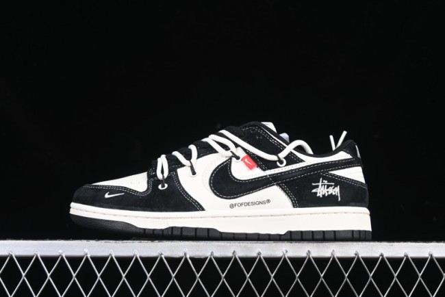 Nike SB Dunk Low Stussy Collaboration Strap Embroidered Black Swoosh Anniversary Custom Low-Top Casual Skate Shoes - YX5066-241