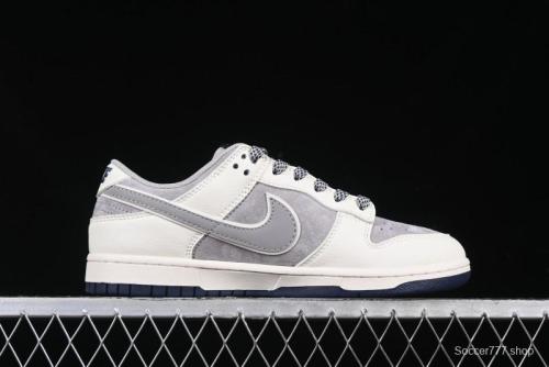 Nike SB Dunk Low Stussy Collaboration Beige Grey Print Grey Swoosh Anniversary Custom Low-Top Casual Skate Shoes - DM6868-009