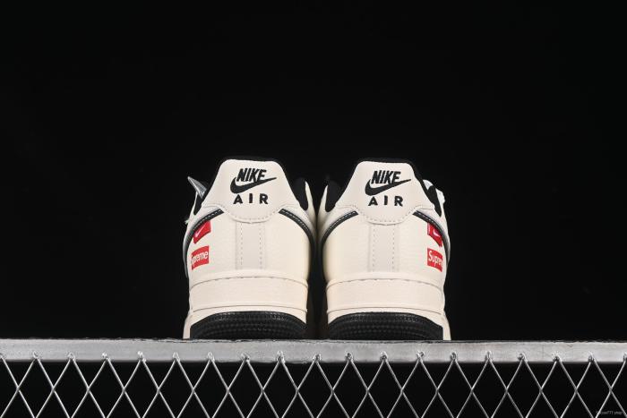 Nike Air Force 1 '07 Low Supreme Collaboration White Black Double Swoosh Casual Sneakers - XS1958-545