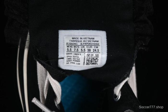 Converse Chuck 1970s High Top Canvas Shoes in Black Lace Punk Style - A10026C