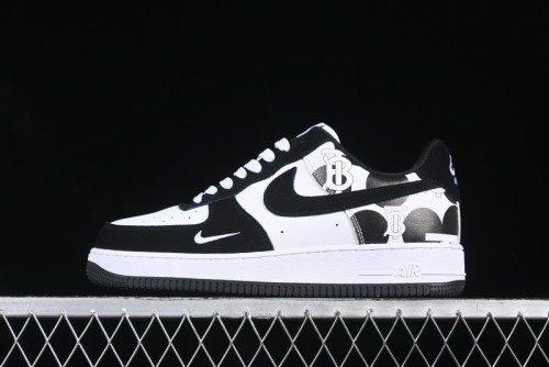 Nike Air Force 1 '07 Low Burberry Collaboration Black White Cow Print Casual Sneakers - DF0188-029