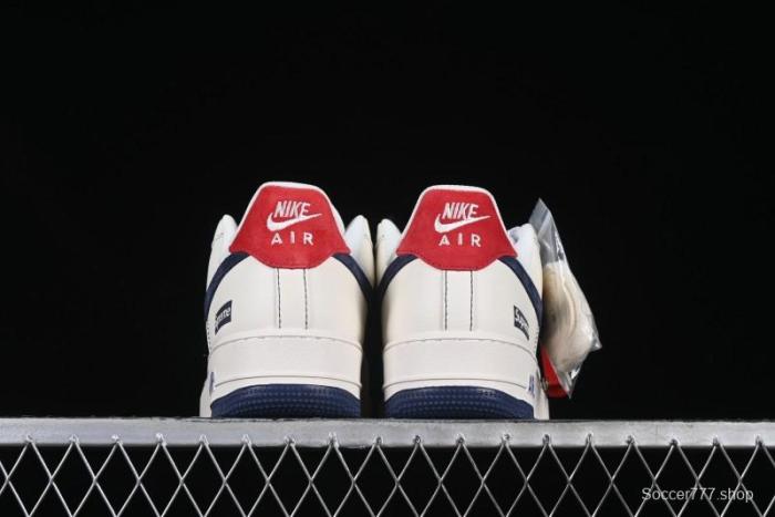 Nike Air Force 1 '07 Low Supreme Collaboration Sneakers with Red Tab and Blue Swoosh - BB7518-021