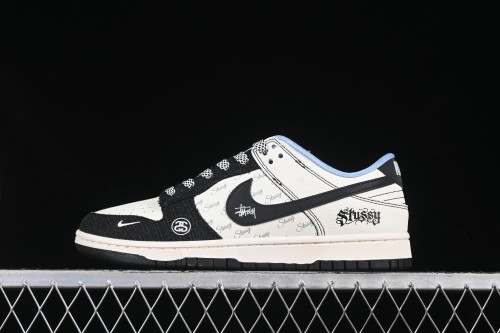 Stussy x Nike SB Dunk Low  Black and White  Limited Edition Sneakers