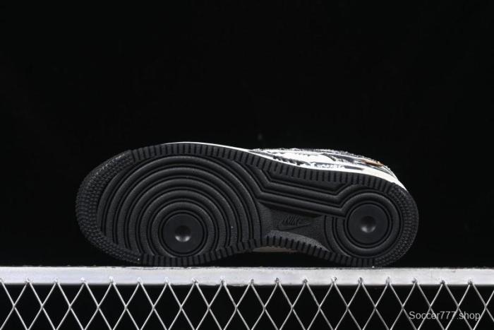 Nike Air Force 1 '07 Low  Black Jeans  Graffiti Casual Sneakers - FB0607-660