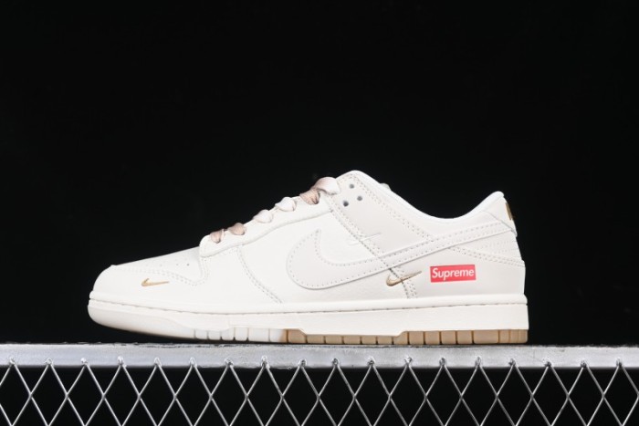 Nike SB Dunk Low Supreme Collaboration Two-Tone Khaki Anniversary High-End Custom Low-Top Casual Skate Shoes - BB8675-111