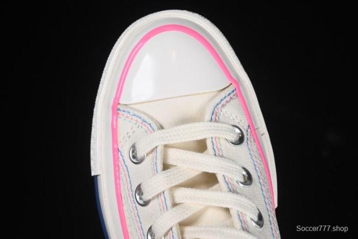 Converse Chuck 1970s High Top Casual Sneakers with Star Stitching and White-Pink-Blue Mismatched Design - A15744C