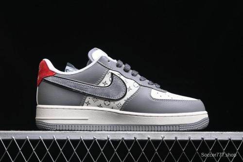Nike Air Force 1 '07 Low Stussy Collaboration - Beige Grey Red Print Casual Sneakers - XZ6188-338