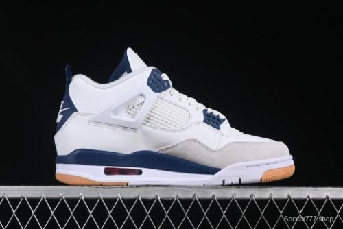 Nike SB x Air Jordan 4 Retro  Navy  White Blue Basketball Shoes - DR5415-100