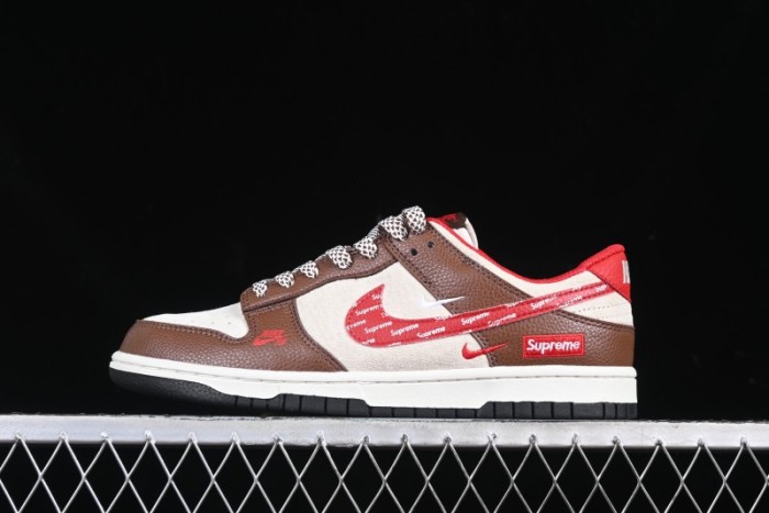 Nike SB Dunk Low Supreme Collaboration Letter Red Hook Anniversary High-End Custom Low-Top Casual Skate Shoes - DJ2024-096