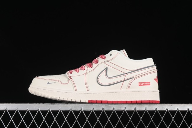 Nike Air Jordan 1 Low AJ1 Supreme Collaboration - Red Rabbit Retro Basketball Shoes - SJ9950-025
