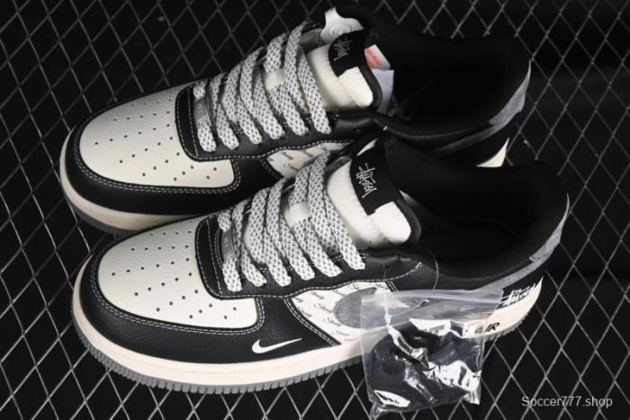 Nike Air Force 1 '07 Low Stussy Collaboration - Black Grey Casual Sneakers - XZ3328-566