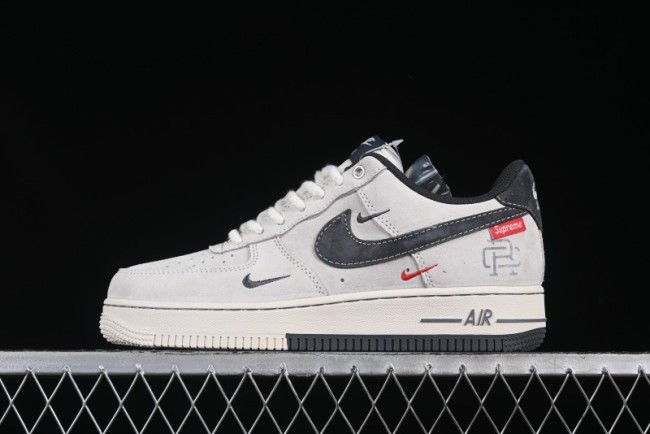 Nike Air Force 1 '07 Low Champion Collaboration Dual-Tone Grey Swoosh Triple Mini Swoosh Low-Top Casual Sneakers - SJ6698-022