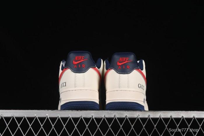 Nike Air Force 1'07 Low Gucci Collaboration Blue Red Swoosh Casual Sneakers - JJ2508-713