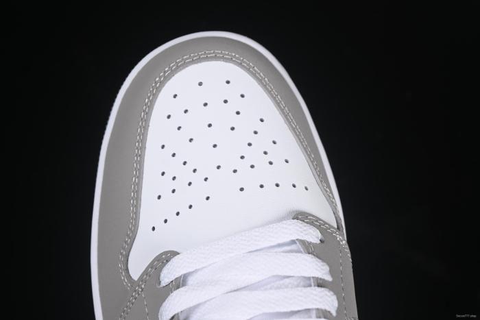 Nike Air Jordan 1 Mid Basketball Shoes in White Grey Patent Leather - HF3216-100