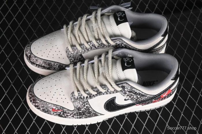 Nike SB Dunk Low Year of the Snake Series Snake Scale Black Swoosh Custom Low-Top Casual Skate Shoes - YX5066-272