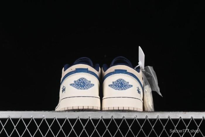 Nike Air Jordan 1 Low Stussy Collaboration - Light Beige Retro Basketball Shoes - SJ9950-027
