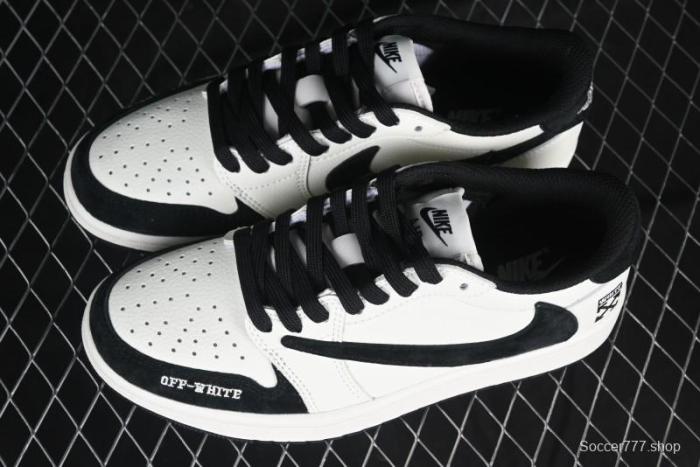 Nike Travis Scott x Fragment Design x Air Jordan 1 Low OG SP AJ1 Off-White Collaboration Casual Sneakers - DM7866-065