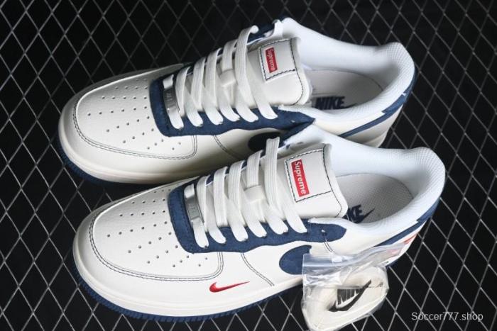 Nike Air Force 1 '07 Low Supreme Collaboration - Light Blue Suede Swoosh Casual Sneakers - XZ3328-669