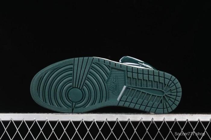 Nike Air Jordan 1 Mid Basketball Shoes in White/Oxidized Green - BQ6472-133