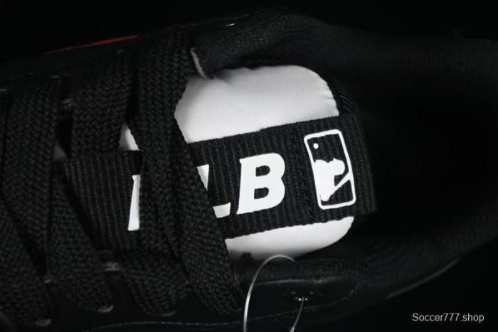 NY Yankees Black Leather Sneakers – Bold Orange Logo Edition