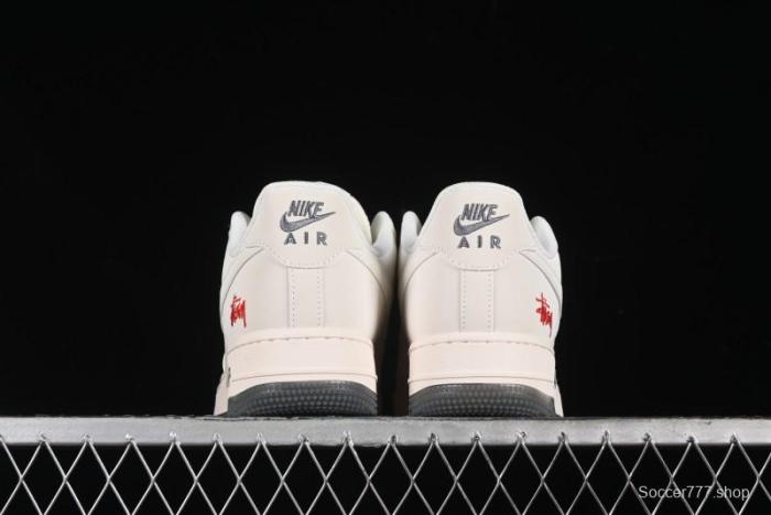 Nike Air Force 1 '07 Low Stussy Collaboration - White Grey Two-Tone Low-Top Casual Sneakers - XZ6188-015