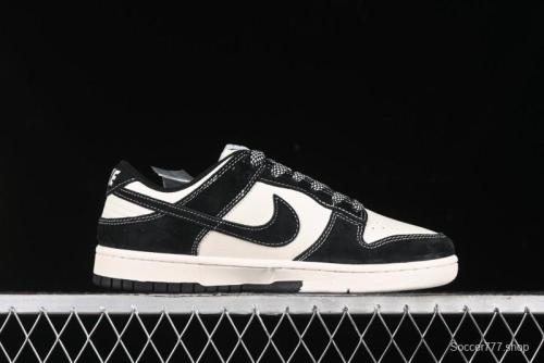 Nike SB Dunk Low Supreme x Stussy Triple Collaboration - Black White Black Swoosh Anniversary Custom Low Top Casual Skate Shoes - SJ2068-300