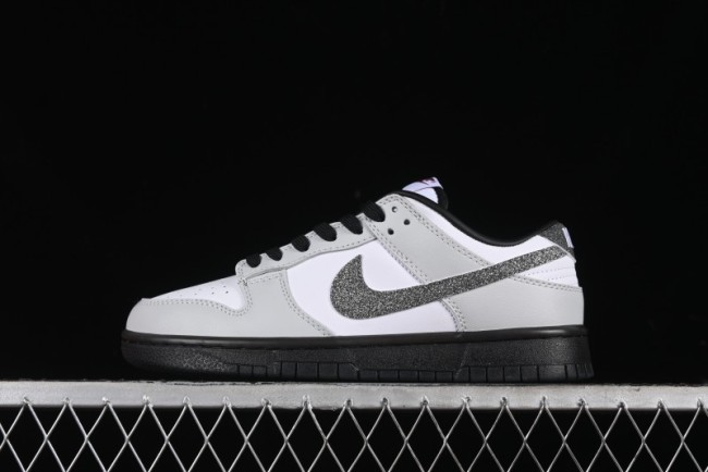 Nike Dunk Low  Glitter Swoosh  Light Silver SB Low-Top Casual Skate Shoes - HQ3462-191
