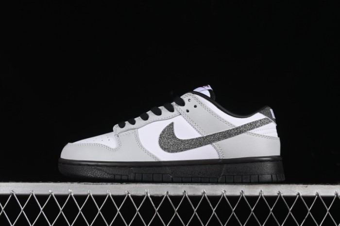 Nike Dunk Low  Glitter Swoosh  Light Silver SB Low-Top Casual Skate Shoes - HQ3462-191