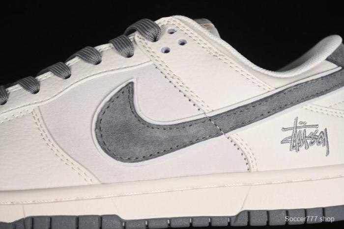 Nike SB Dunk Low Stussy Collaboration - Off White Grey Pig Anniversary Custom Low-Top Casual Skate Shoes - XX2025-888