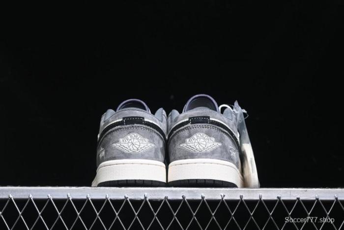 Nike Air Jordan 1 Low Stussy Collaboration Pig Grey Black Swoosh Custom Retro Basketball Shoes - SJ9950-029