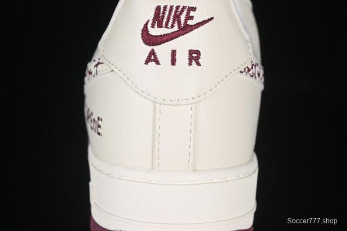 Nike Air Force 1'07 Low Supreme Collaboration Rice Wine Red Casual Sneakers - KK1988-070