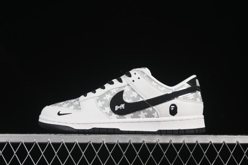 Nike SB Dunk Low BAPE Collection 5-Point Star Black Swoosh Anniversary High-End Custom Low-Top Casual Skate Shoes - CS1688-104